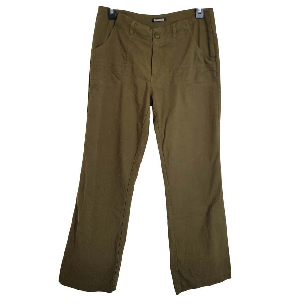 Flamingo Olive Green Utility Bootcut Pants Mid-rise Small Summer Casual Pockets